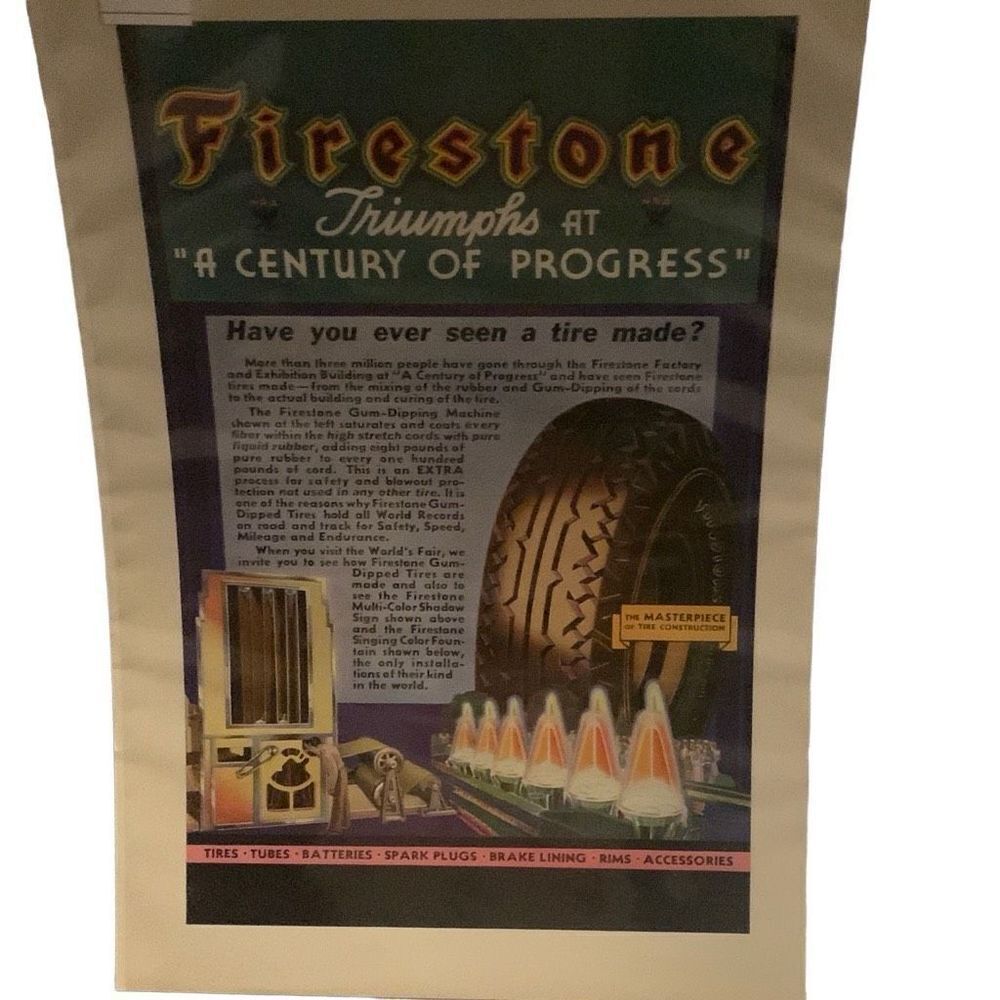Vintage 1932 Firestone Triumphs at a Century of Progress Ad Advertisement